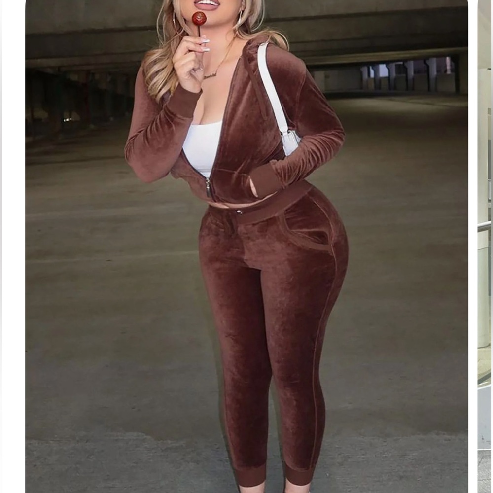 Brown velour tracksuit